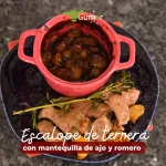 Escalope de ternera con mantequilla de ajo y romero