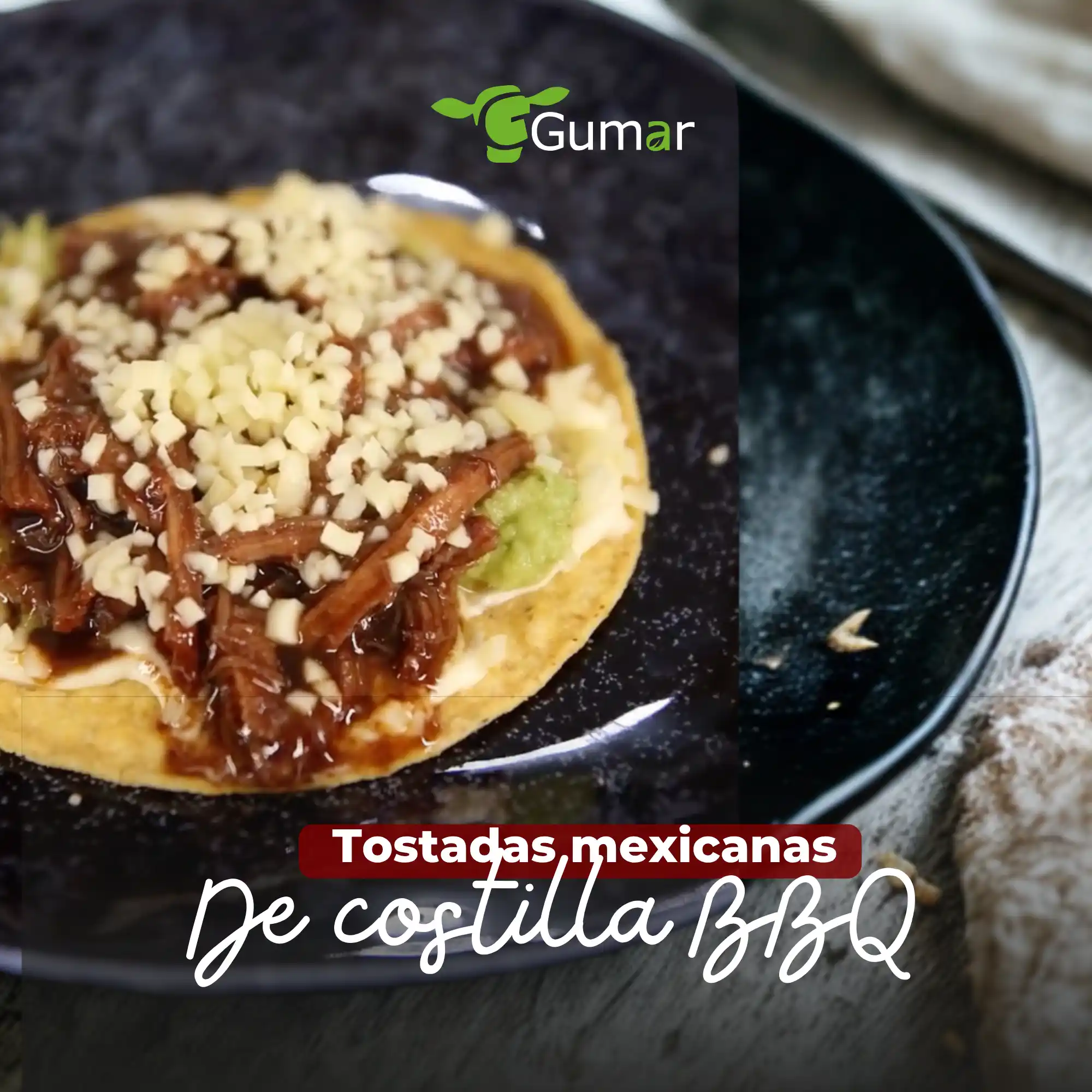 Tostadas mexicanas de costillas a la BBQ